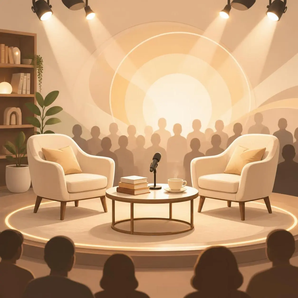 A TV show setting with two arm chairs