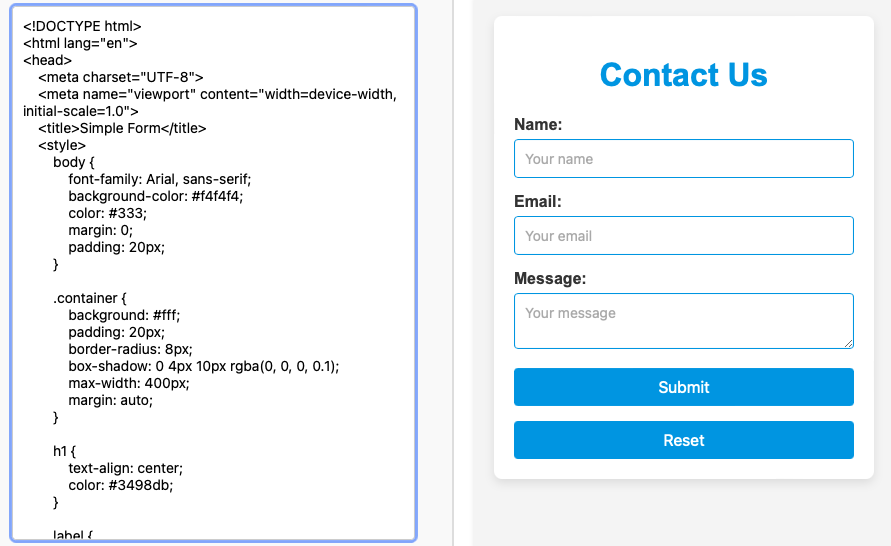 A screenshot displaying a live preview web page